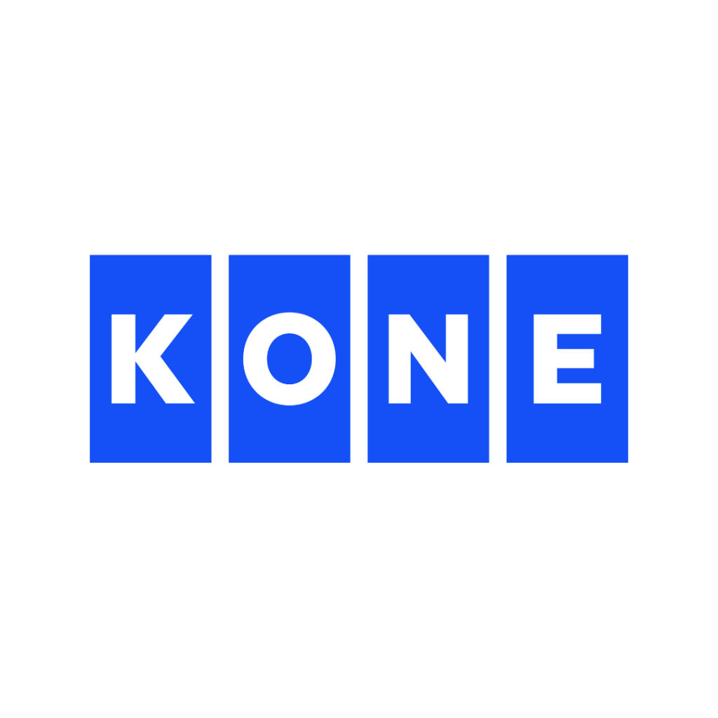 a blue square with the word kone on it